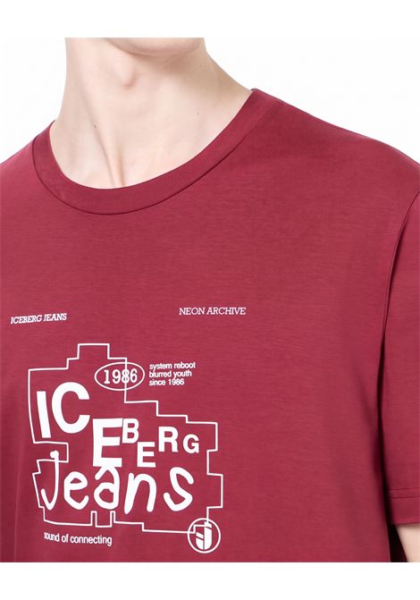 T-shirt in jersey con stampa bordeaux ICEBERG | F016 P4004624